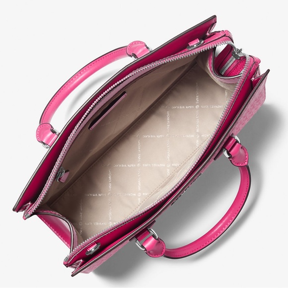 Michael Kors Sheila Medium Ombré Signature CZ Logo Satchel Crossbody Center - Picture 2 of 16